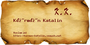 Körmön Katalin névjegykártya